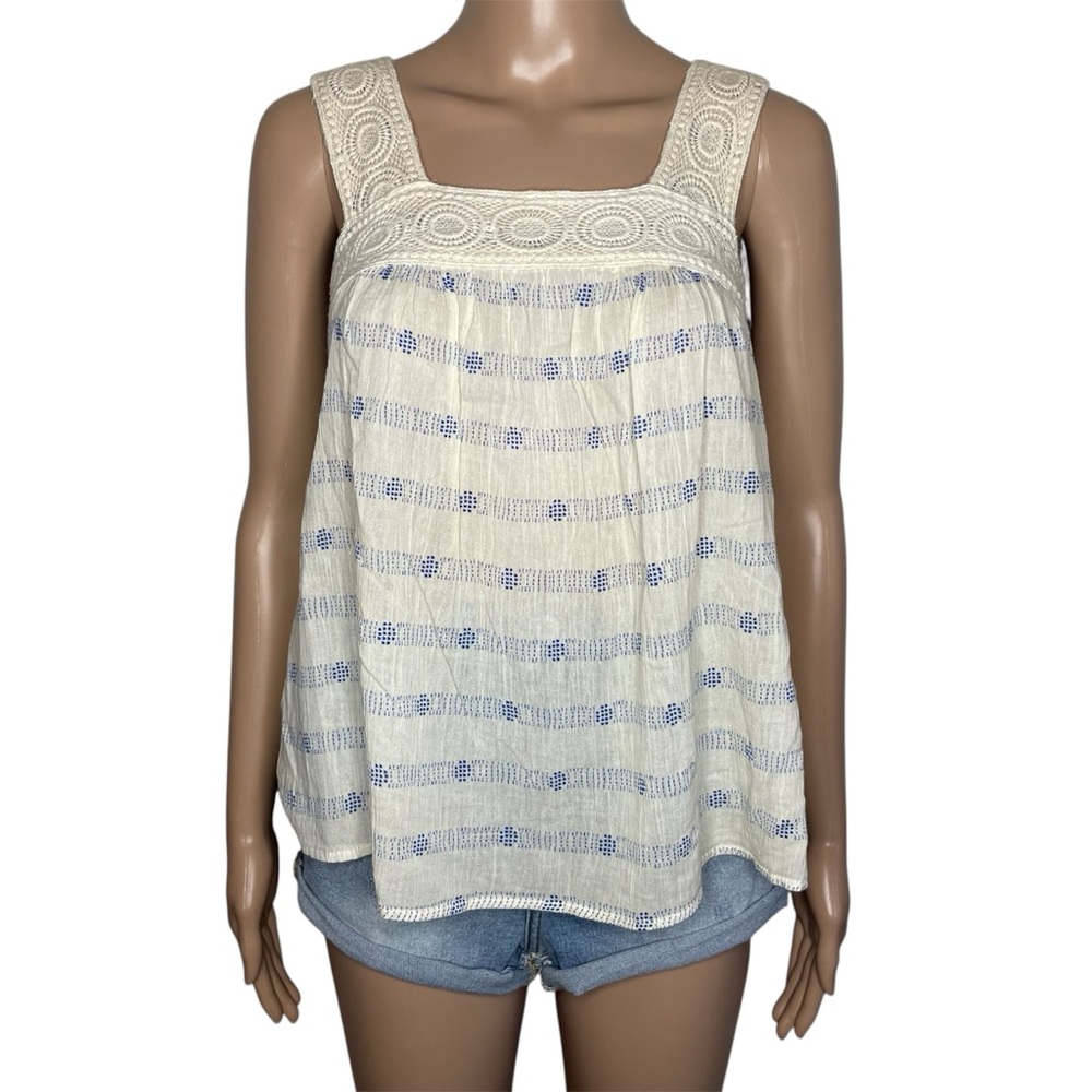 Old Navy Blue & White Striped Boho Sleeveless Pullover Babydoll Tank Top